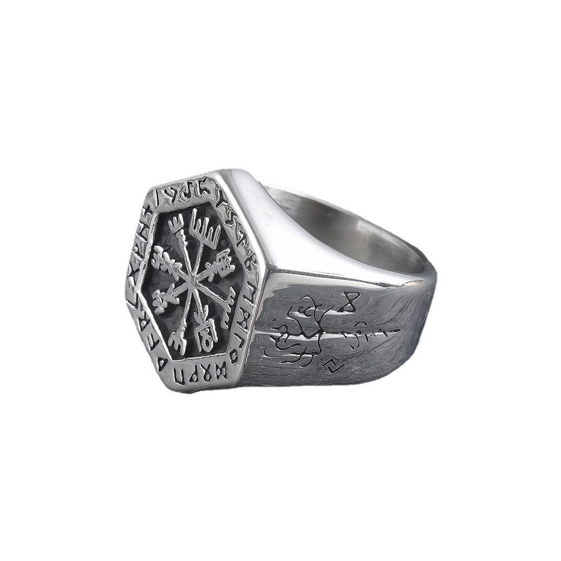 Vegvisir Oath: Valknut Rune Guardian Ring