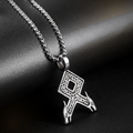 Vegvisir Path minimal Viking rune necklace on dark leather background